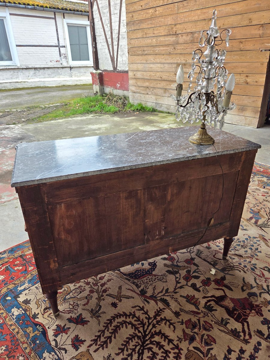 Commode Louis XVI en acajou et filets de laiton, XIXᵉ siècle-photo-6