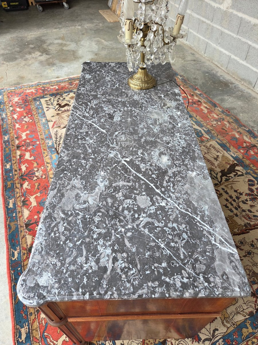 Commode Louis XVI en acajou et filets de laiton, XIXᵉ siècle-photo-7