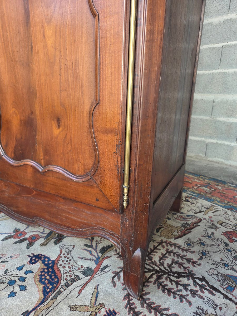 Louis XV Style Wardrobe In Solid Cherry Wood, Cremone Bolt Lock, 18th Century-photo-1