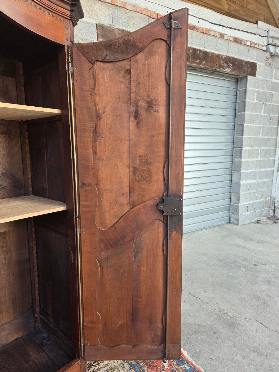 Louis XV Style Wardrobe In Solid Cherry Wood, Cremone Bolt Lock, 18th Century-photo-5