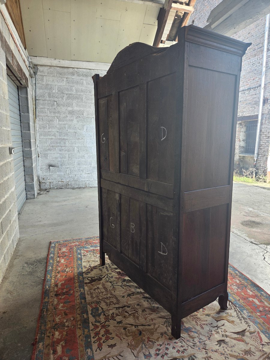 Louis XV Style Wardrobe In Solid Cherry Wood, Cremone Bolt Lock, 18th Century-photo-8