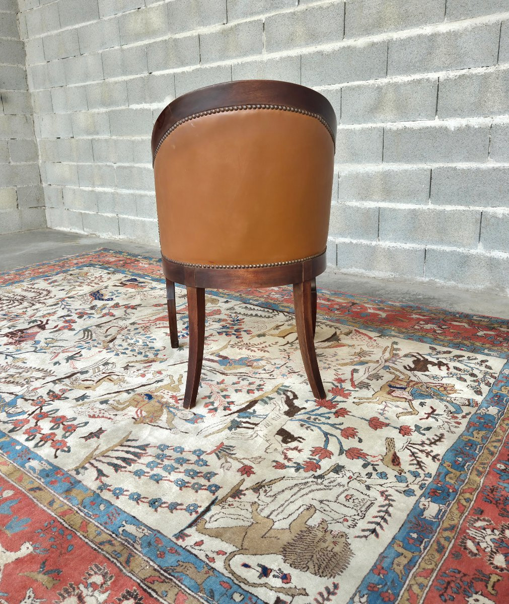 Empire Style Mahogany Gondola Armchair With Swan-neck Armrests, 20th Century-photo-4