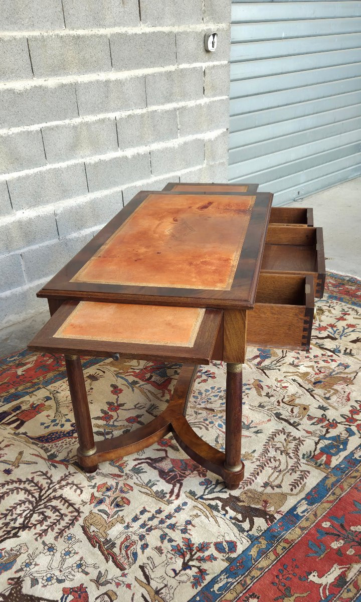 Double-sided Empire-style Mahogany Desk, 20th Century-photo-2