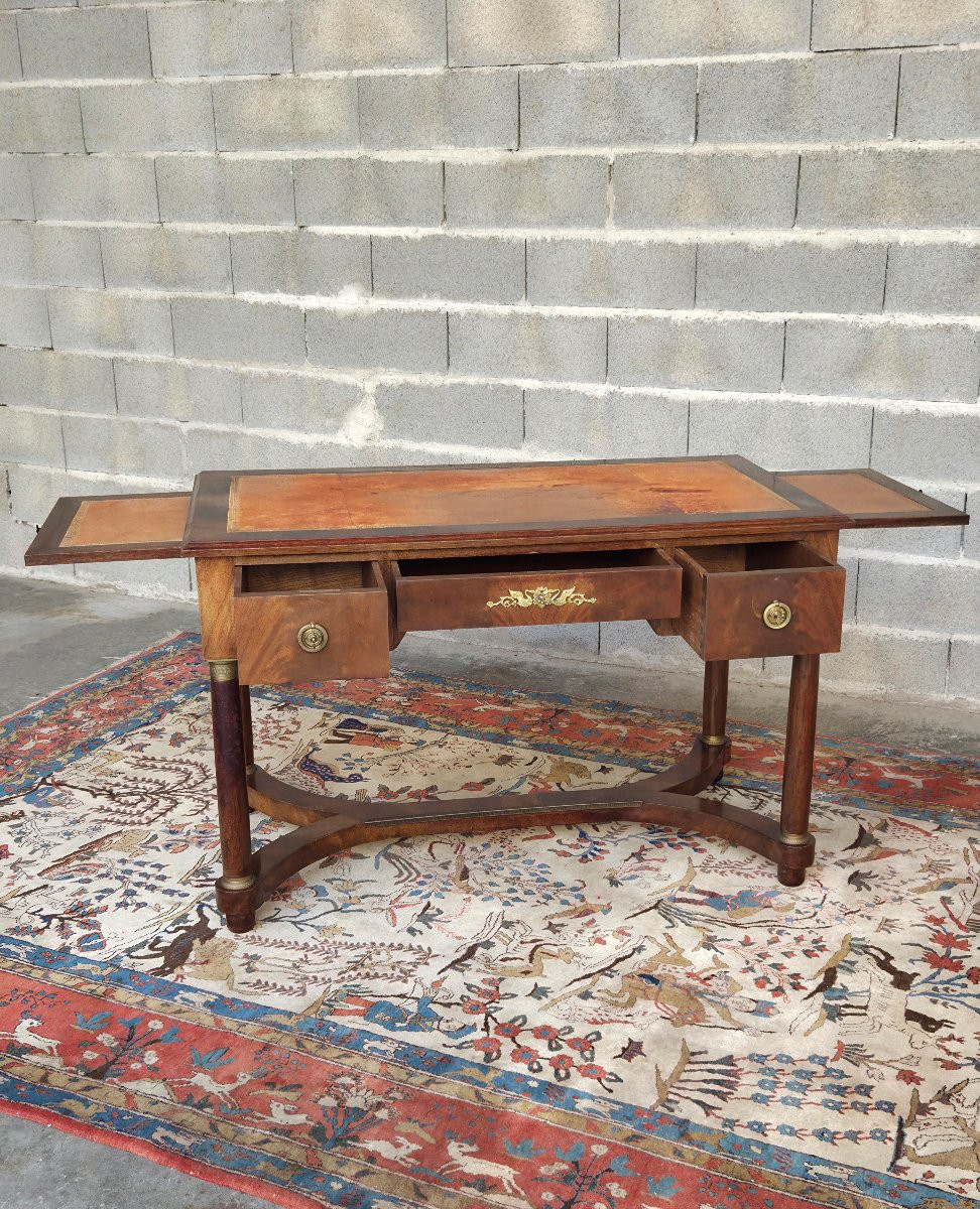 Double-sided Empire-style Mahogany Desk, 20th Century-photo-3