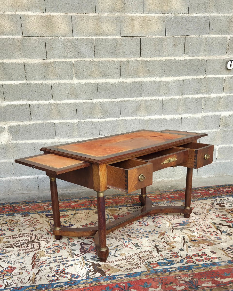 Double-sided Empire-style Mahogany Desk, 20th Century-photo-4