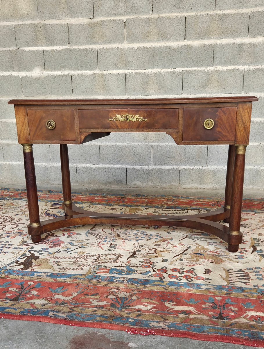 Double-sided Empire-style Mahogany Desk, 20th Century-photo-7