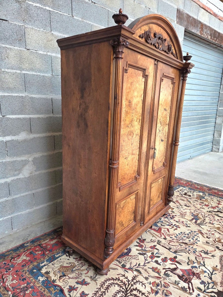 Armoire Néo-Renaissance en Noyer et Loupe de noyer. Est de la France, d'époque XIXᵉ Siècle-photo-8