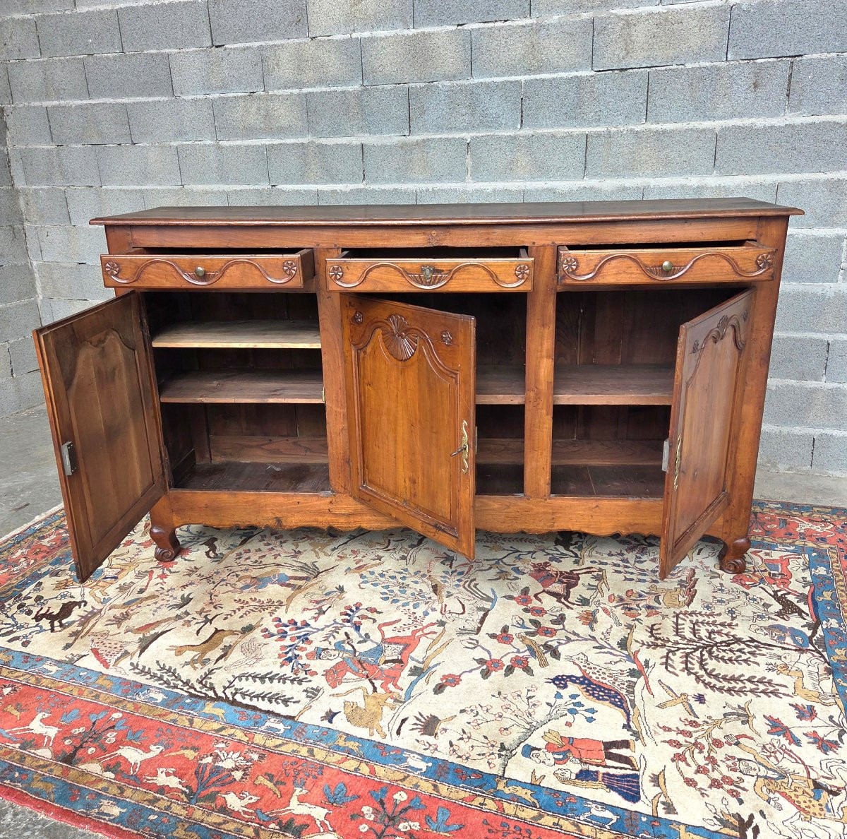 Enfilade Picarde dite de Vignacourt en merisier , Louis XV, d'époque XVIIIe siècle-photo-3