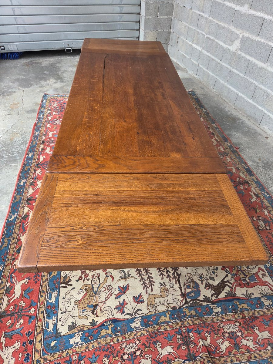 Solid Oak Extendable Table, Known As A Monastery Table, Louis III Style, 20th Century-photo-4