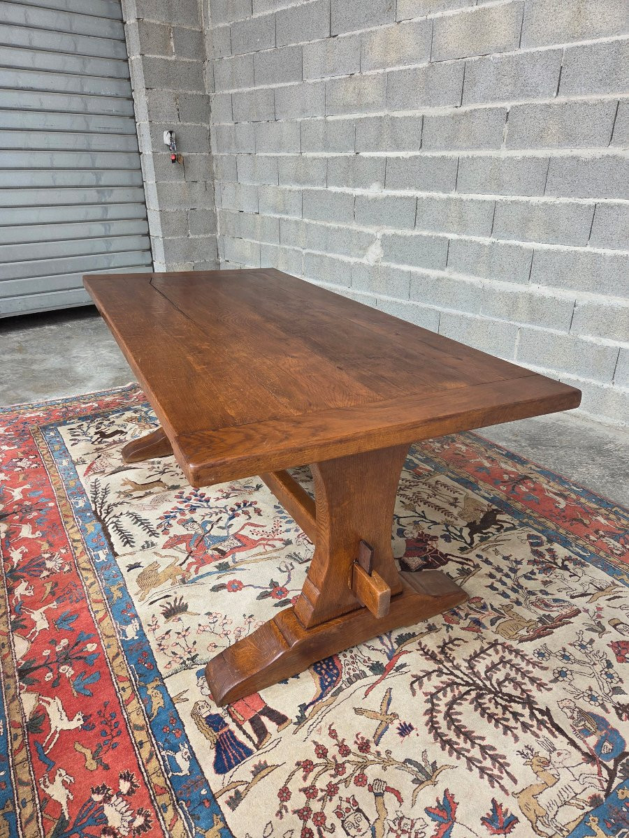 Solid Oak Extendable Table, Known As A Monastery Table, Louis III Style, 20th Century-photo-1