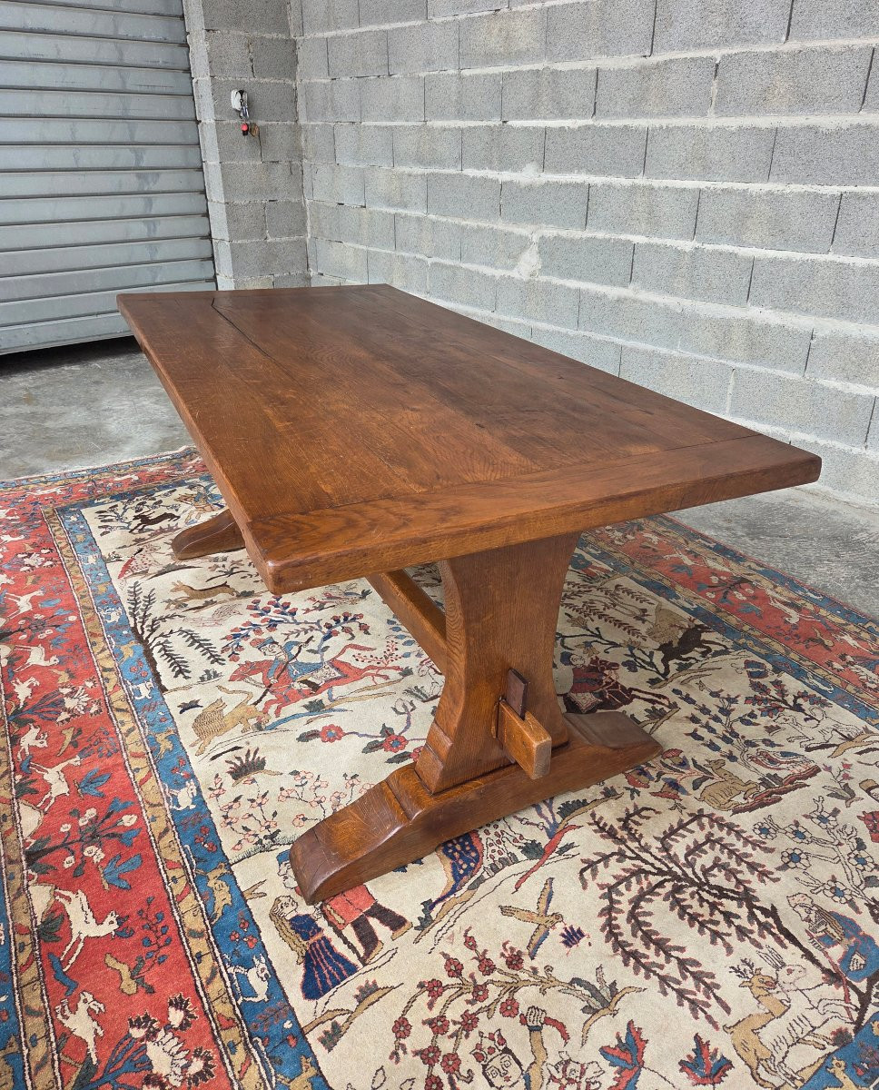 Solid Oak Extendable Table, Known As A Monastery Table, Louis III Style, 20th Century-photo-2