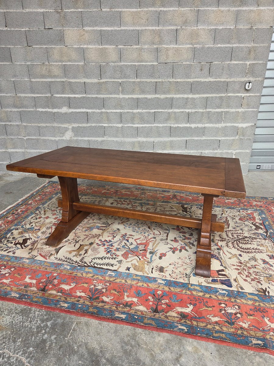 Solid Oak Extendable Table, Known As A Monastery Table, Louis III Style, 20th Century-photo-3