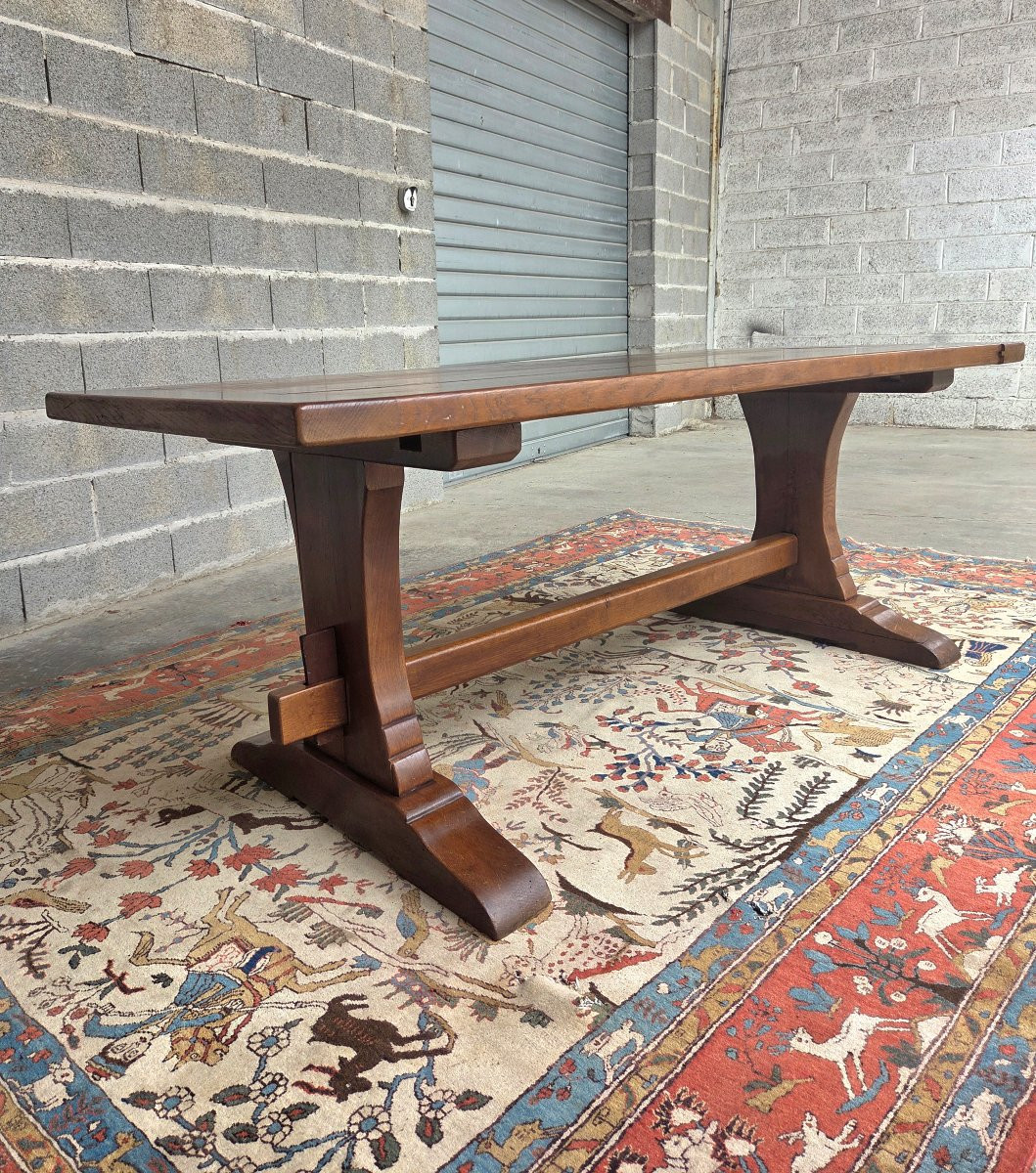 Solid Oak Extendable Table, Known As A Monastery Table, Louis III Style, 20th Century-photo-5