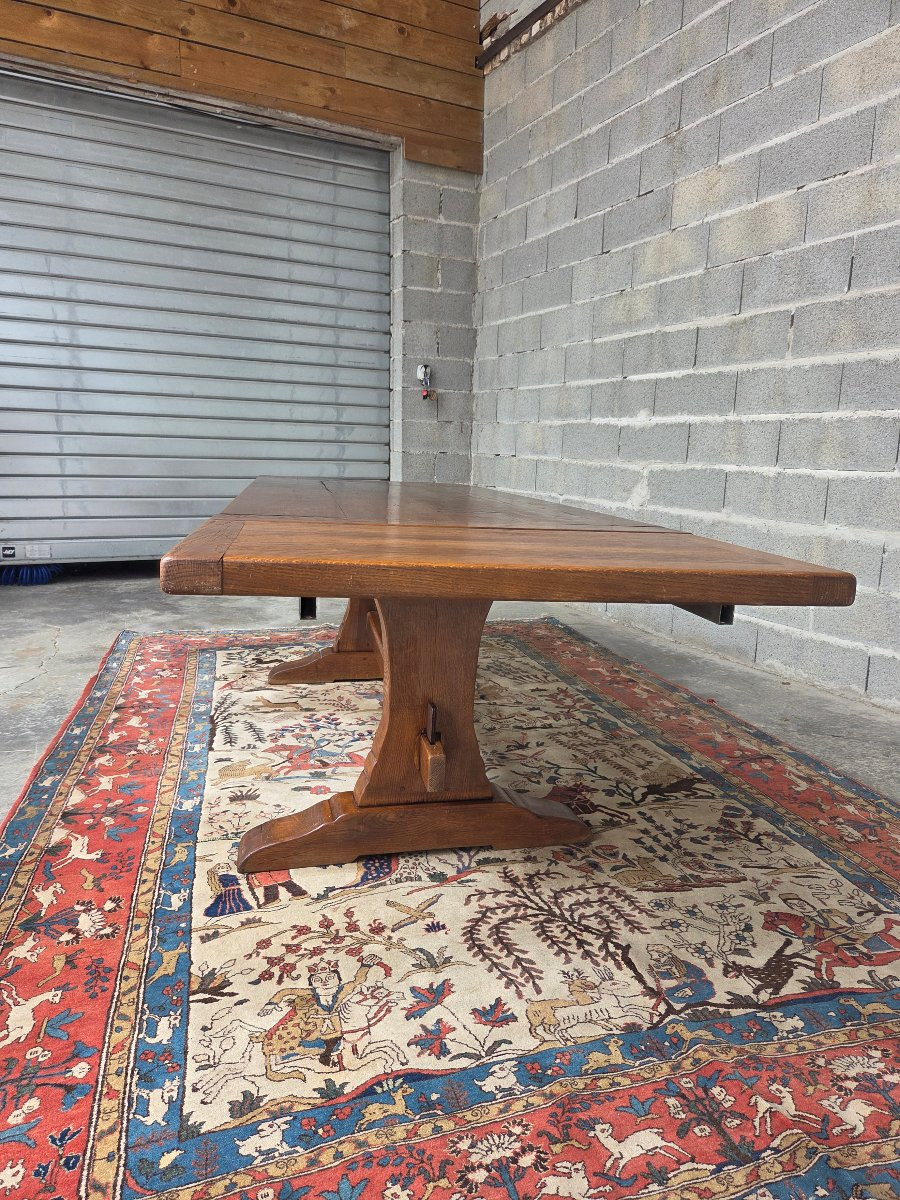 Solid Oak Extendable Table, Known As A Monastery Table, Louis III Style, 20th Century-photo-8