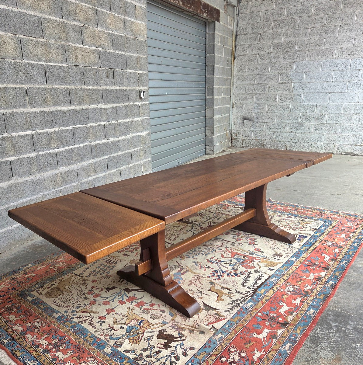 Solid Oak Extendable Table, Known As A Monastery Table, Louis III Style, 20th Century