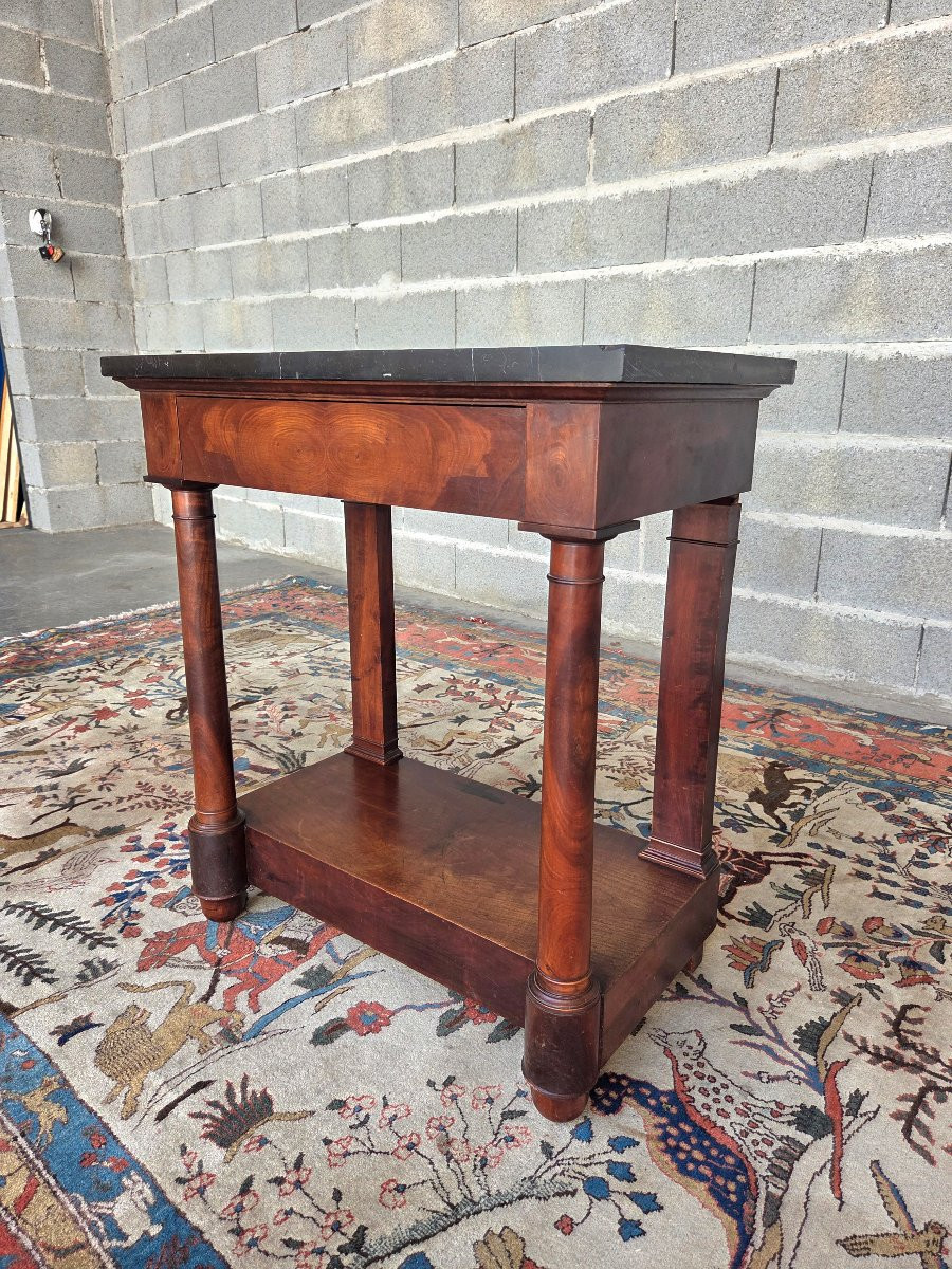 Mahogany Side Table, Black Marble Top, Empire, 19th Century-photo-3