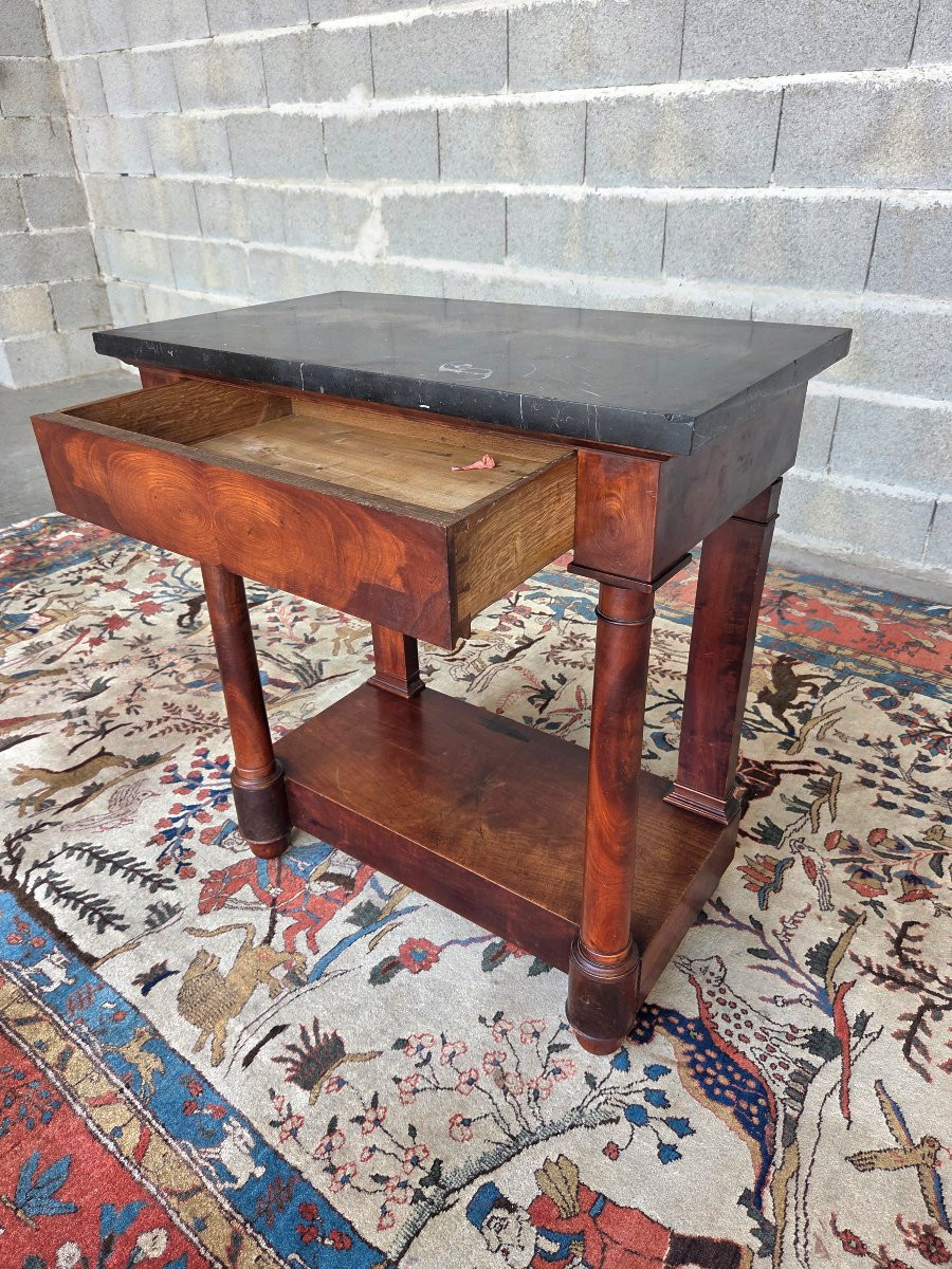 Mahogany Side Table, Black Marble Top, Empire, 19th Century-photo-4