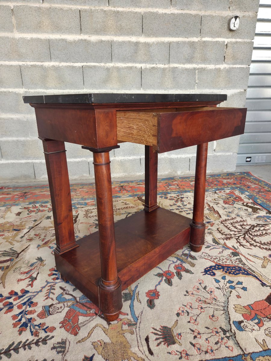 Mahogany Side Table, Black Marble Top, Empire, 19th Century-photo-1
