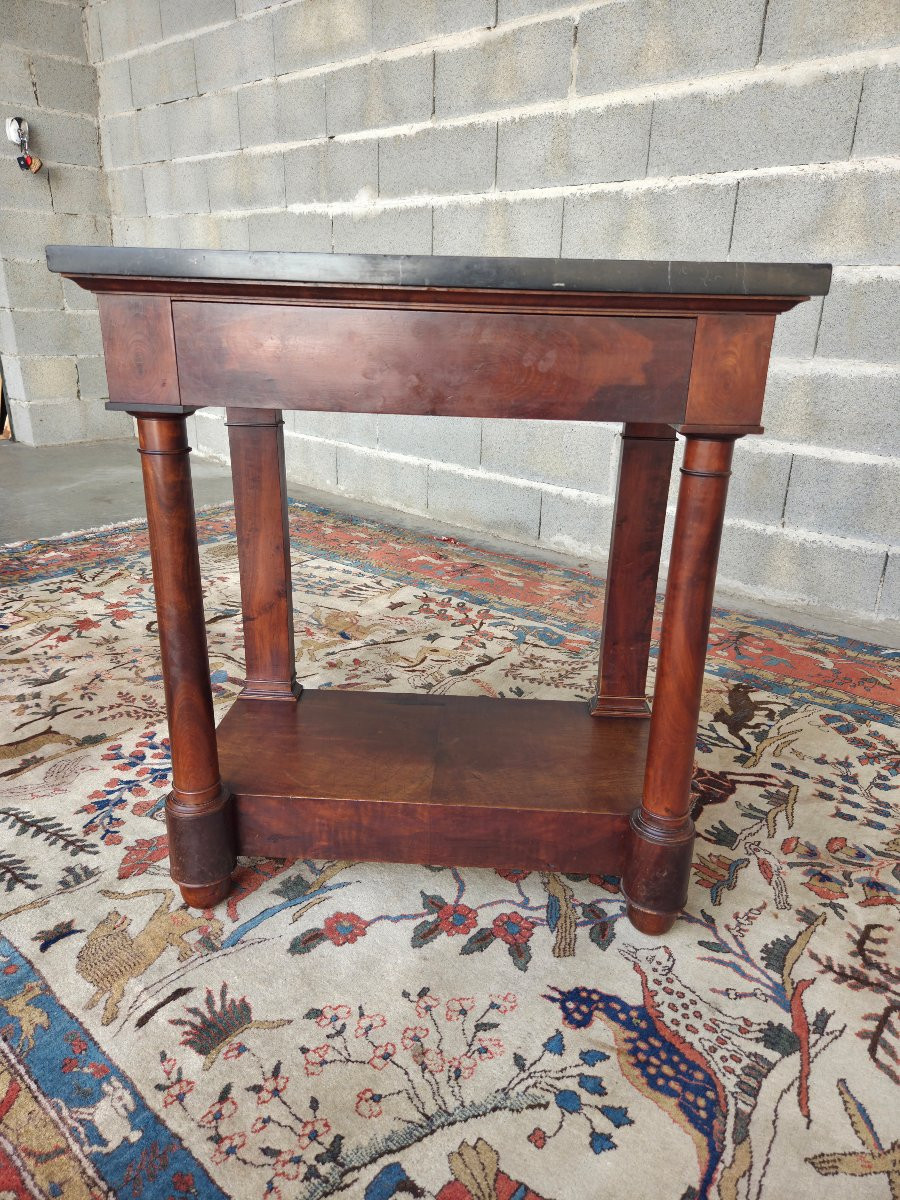Mahogany Side Table, Black Marble Top, Empire, 19th Century-photo-2
