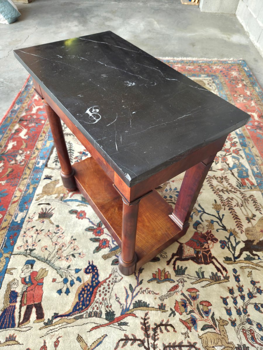 Mahogany Side Table, Black Marble Top, Empire, 19th Century-photo-3
