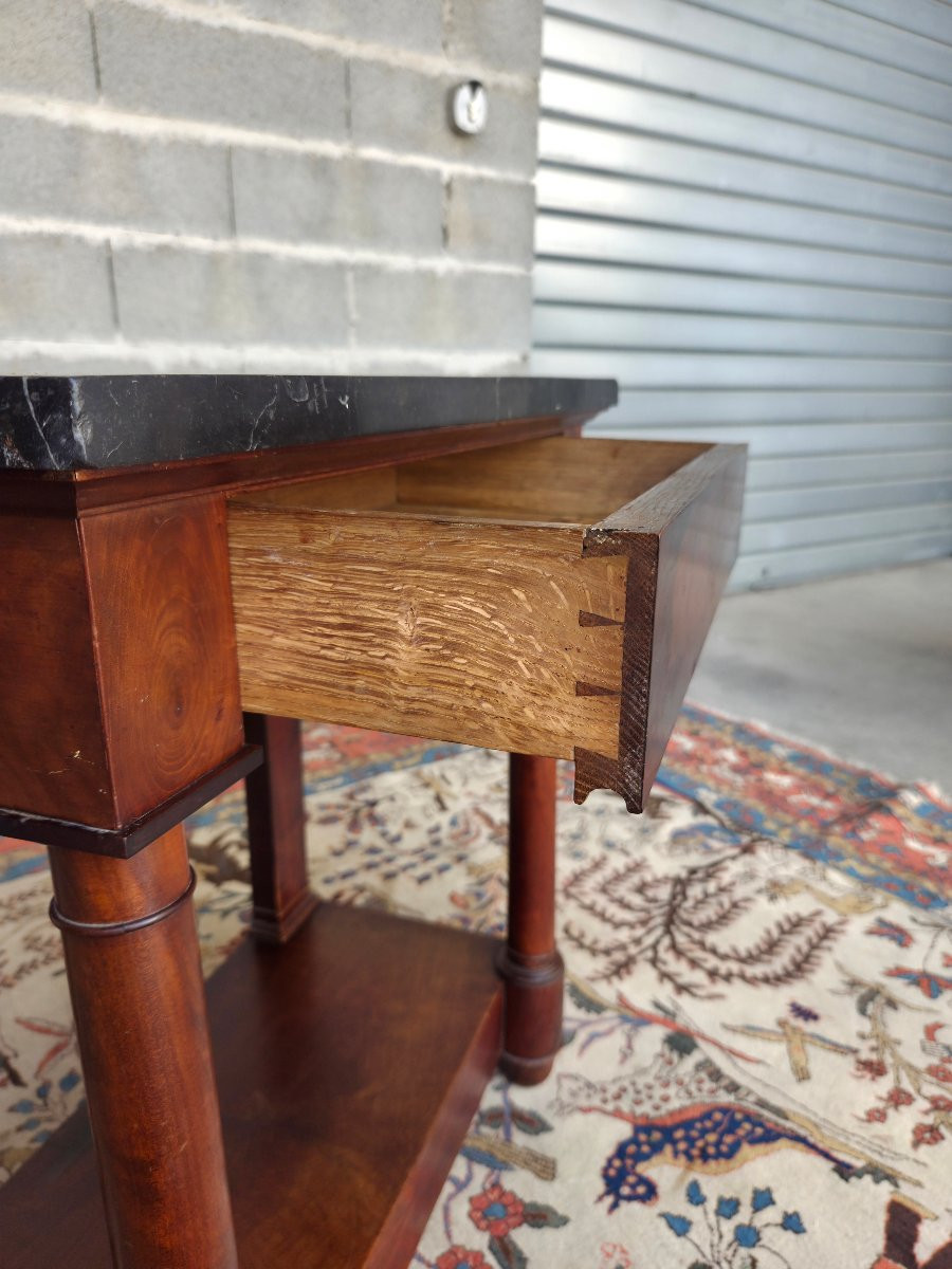 Mahogany Side Table, Black Marble Top, Empire, 19th Century-photo-4