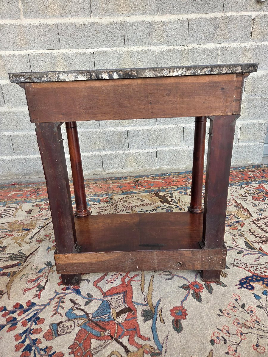 Mahogany Side Table, Black Marble Top, Empire, 19th Century-photo-5