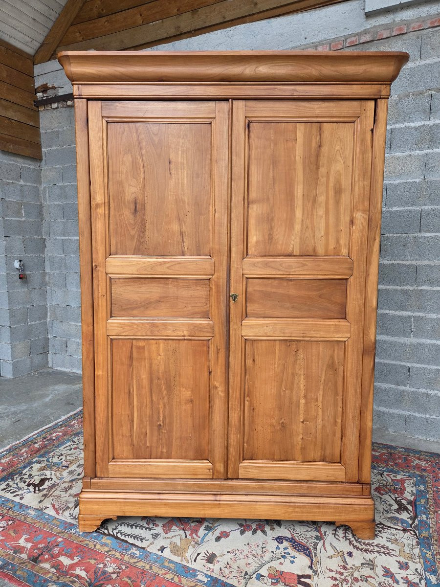 Louis Philippe Blond Cherrywood Armoire, 19th Century-photo-5