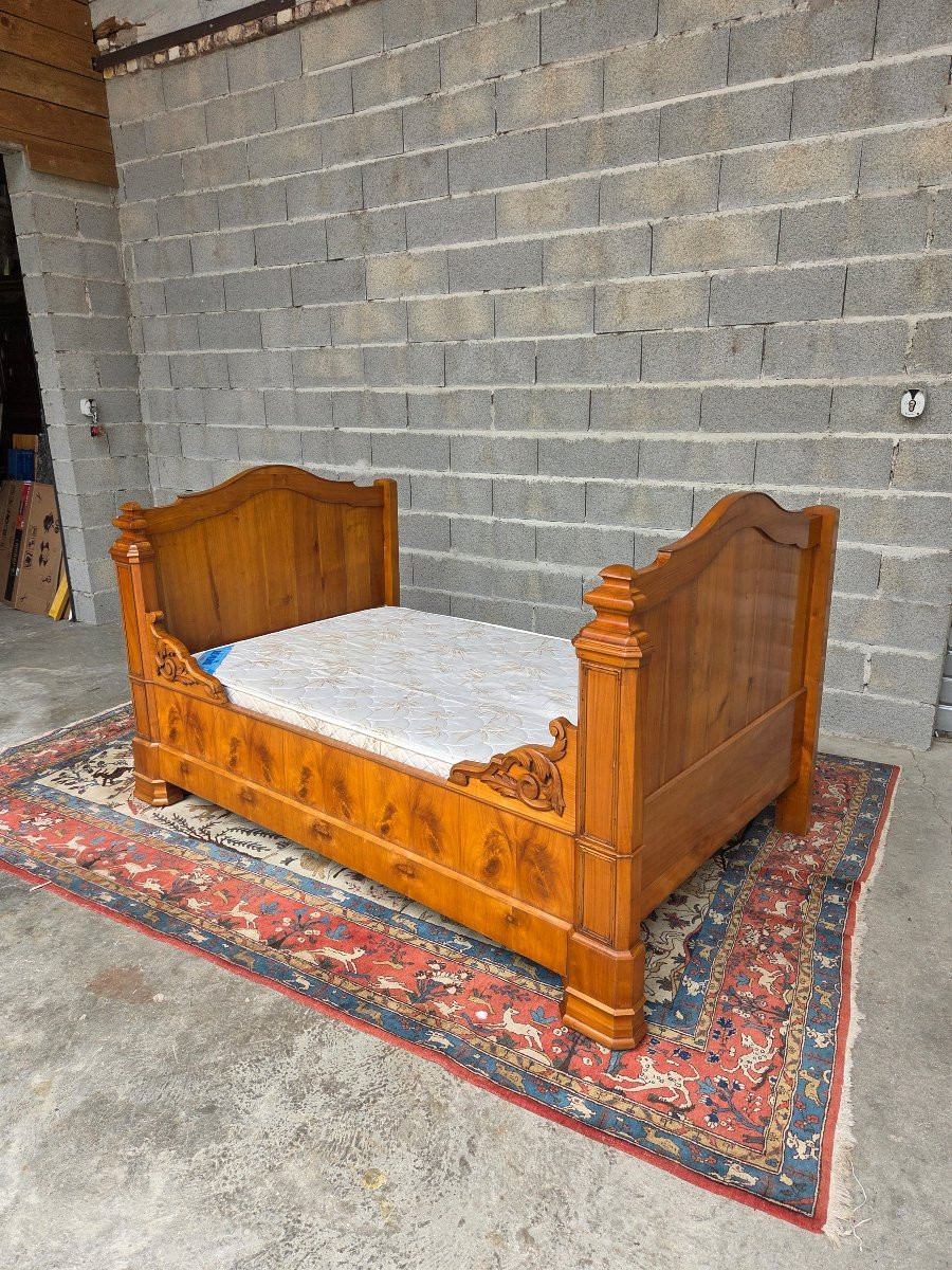 Lit en merisier blond, Louis-Philippe, d'époque XIXème -photo-2