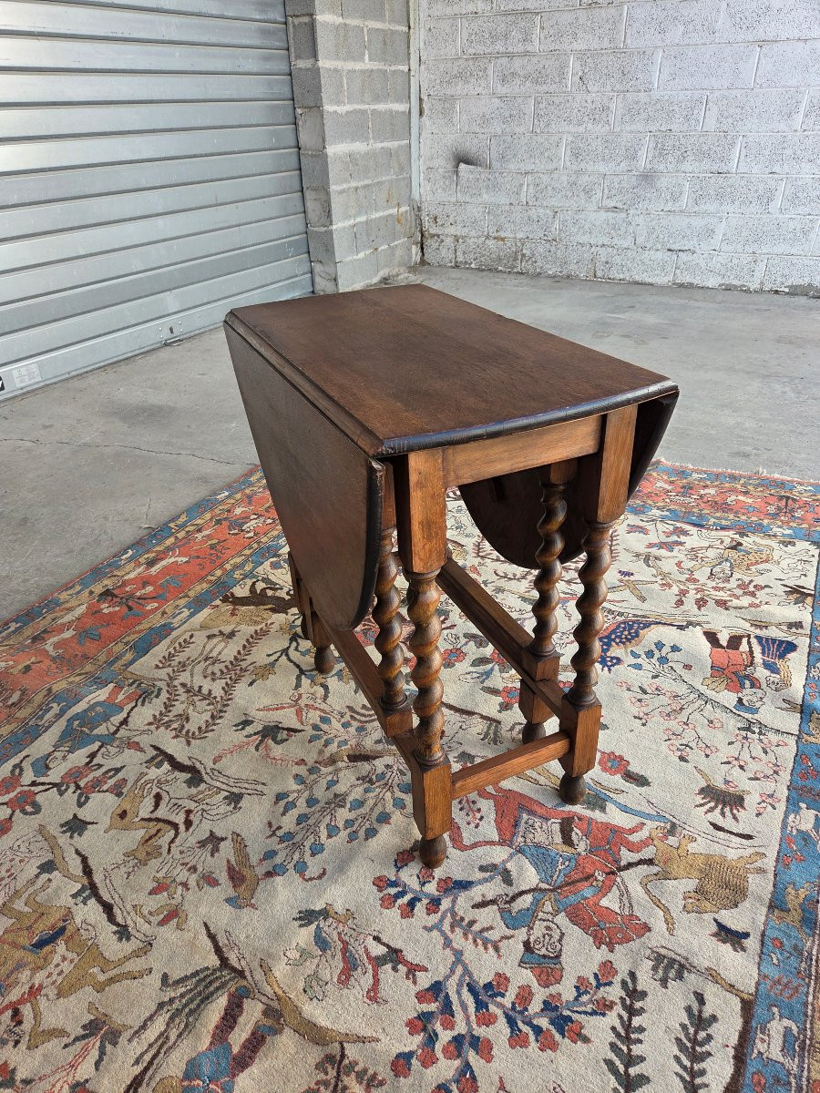 Table à abattants en chêne,  Louis XIII – Piètement à pieds torsadés, d'époque XXe-photo-3