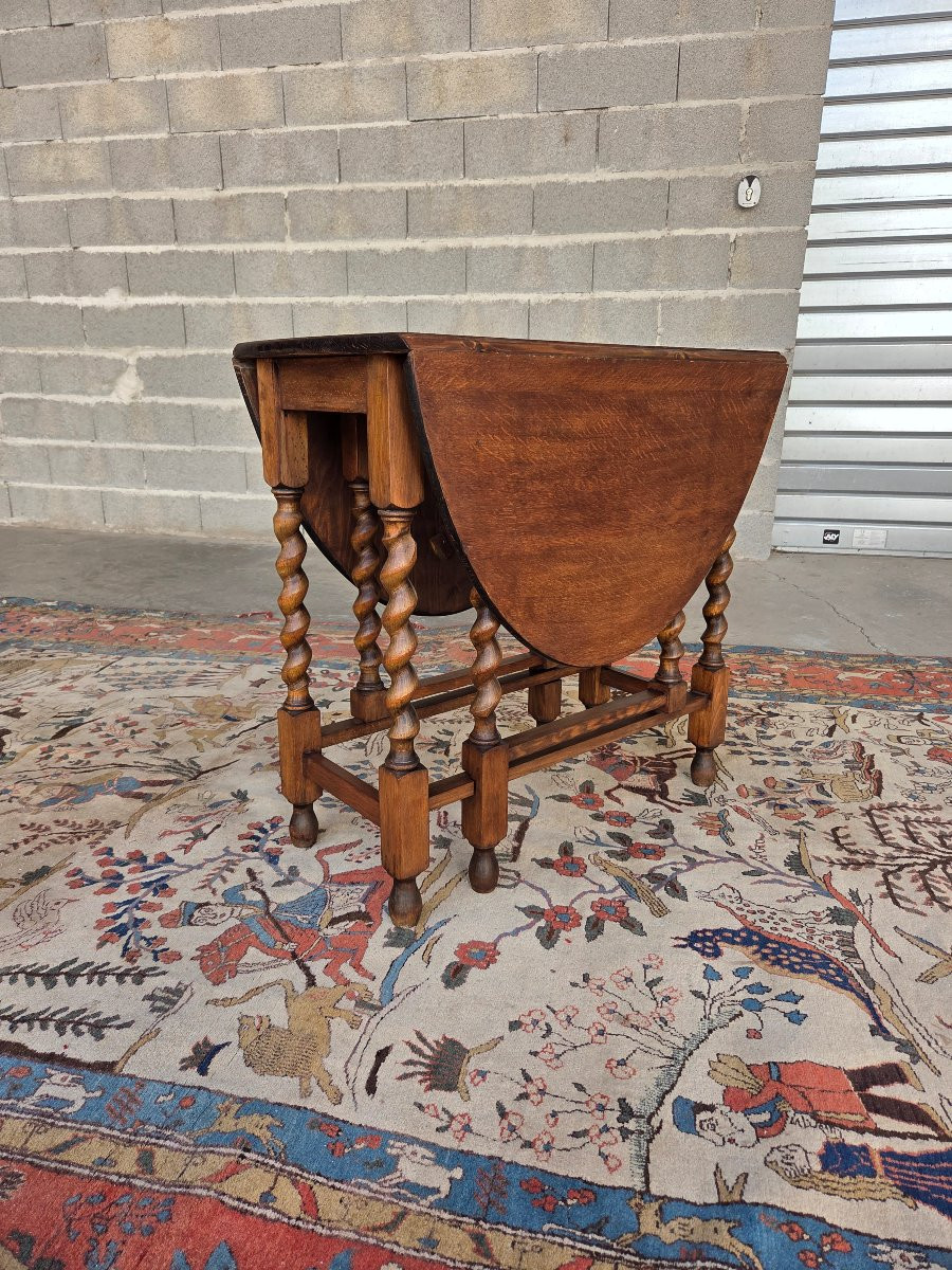Table à abattants en chêne,  Louis XIII – Piètement à pieds torsadés, d'époque XXe-photo-5