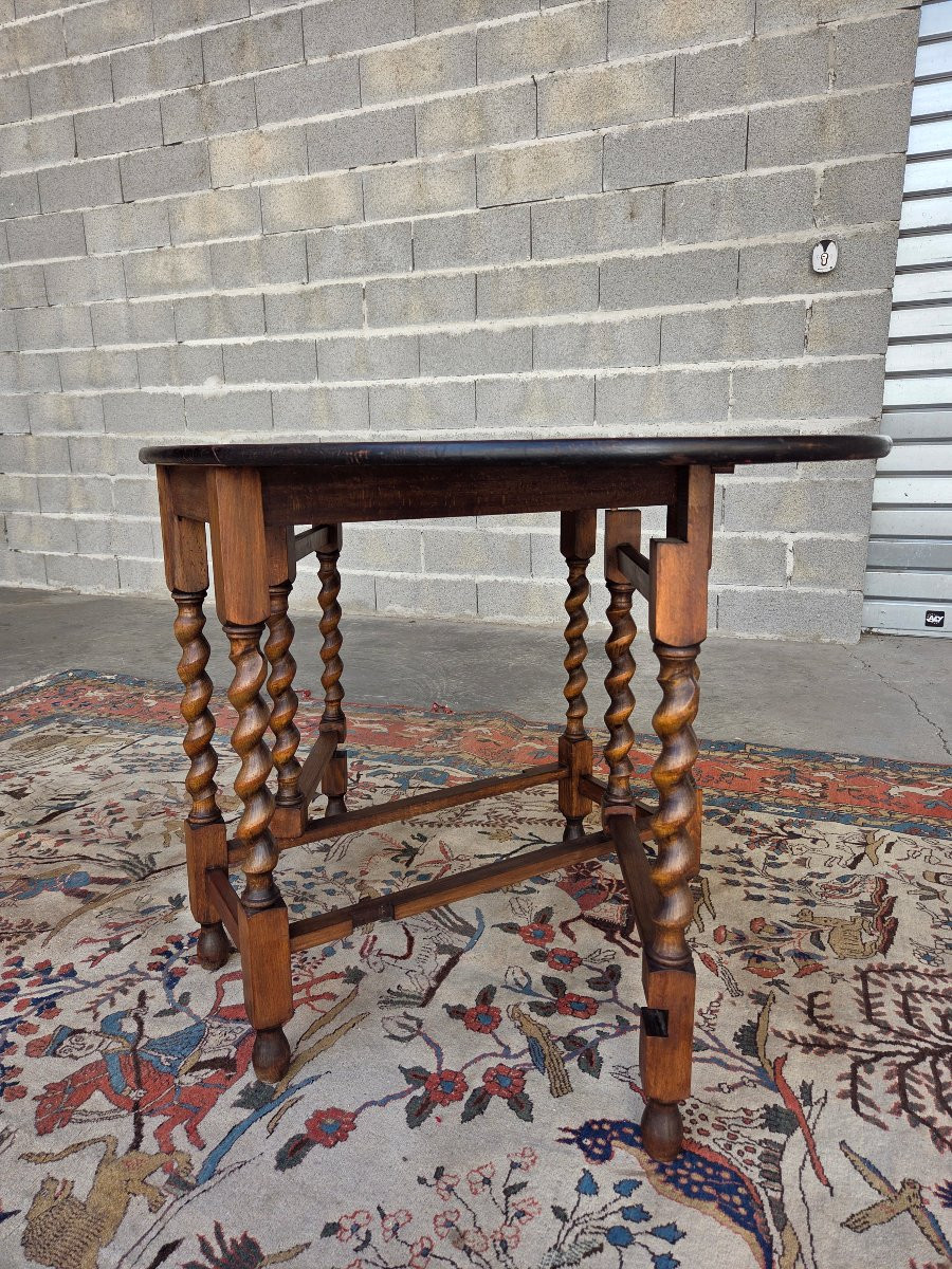 Table à abattants en chêne,  Louis XIII – Piètement à pieds torsadés, d'époque XXe-photo-7