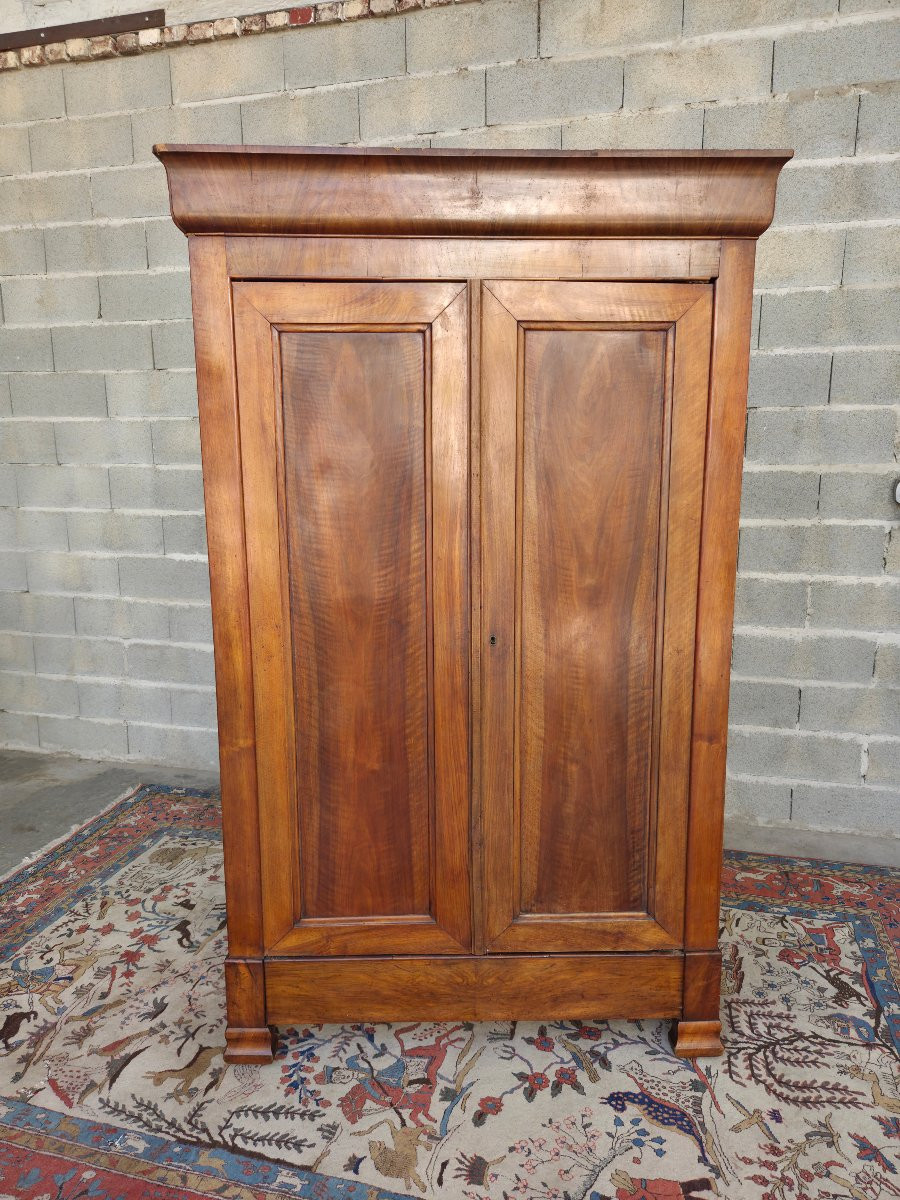 Louis-philippe Two-door Walnut Armoire, 19th Century-photo-3