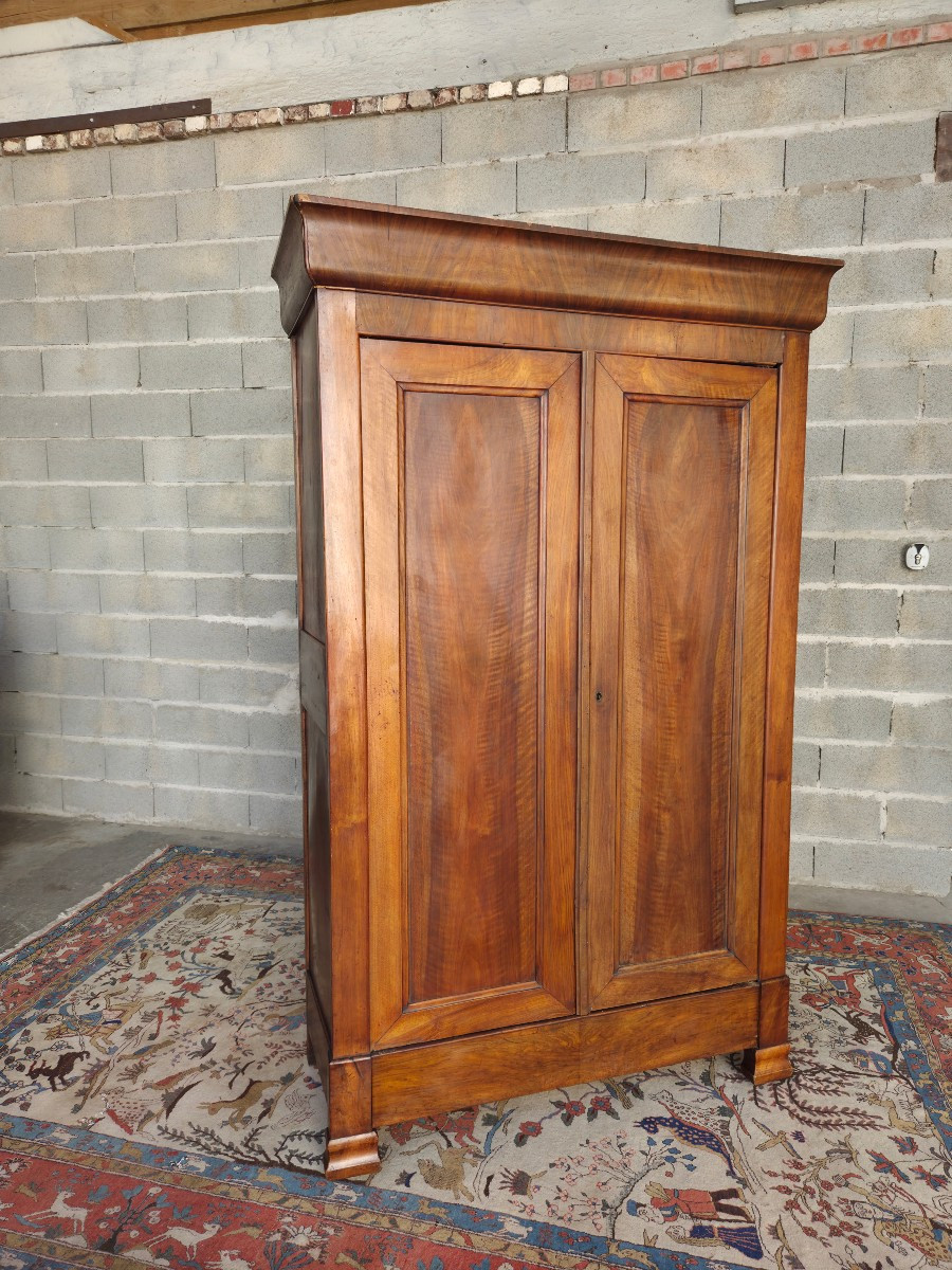 Louis-philippe Two-door Walnut Armoire, 19th Century