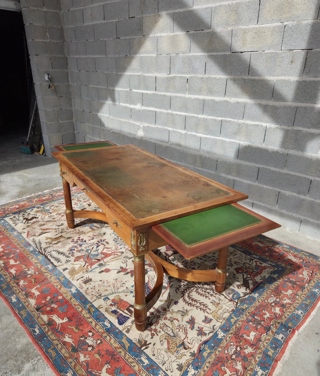 Mahogany Flat Desk With Pulls, Directoire Period, 20th Century-photo-2