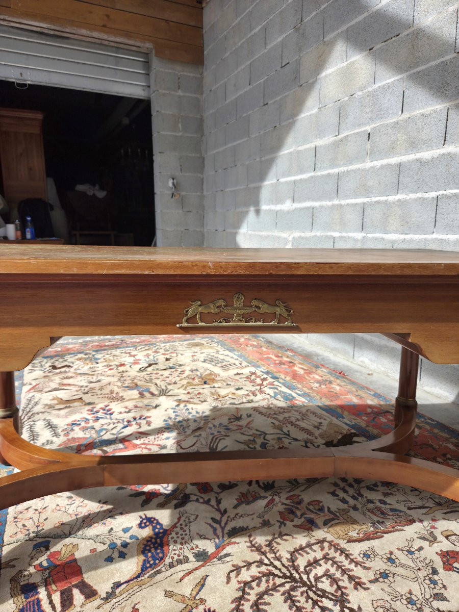 Mahogany Flat Desk With Pulls, Directoire Period, 20th Century-photo-1