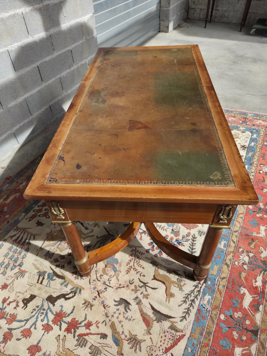 Mahogany Flat Desk With Pulls, Directoire Period, 20th Century-photo-3