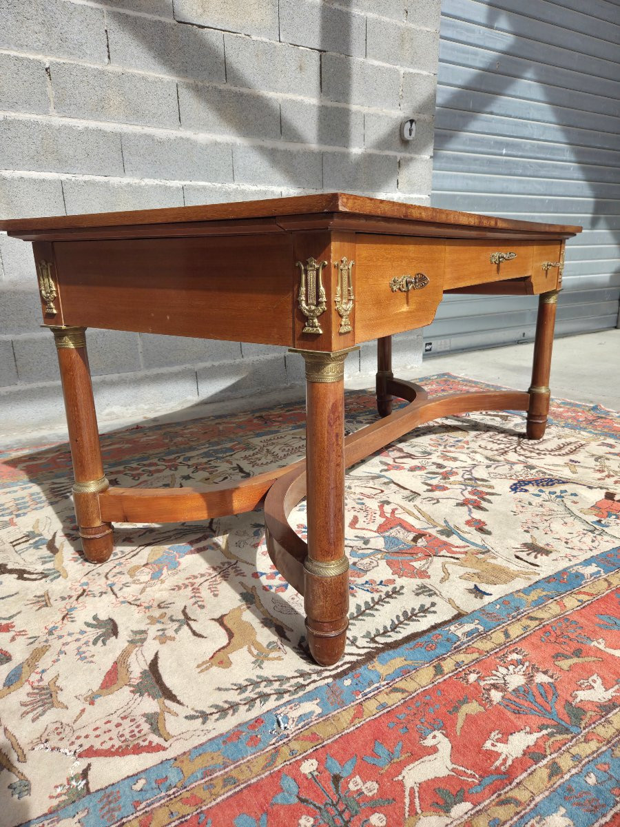 Mahogany Flat Desk With Pulls, Directoire Period, 20th Century-photo-4