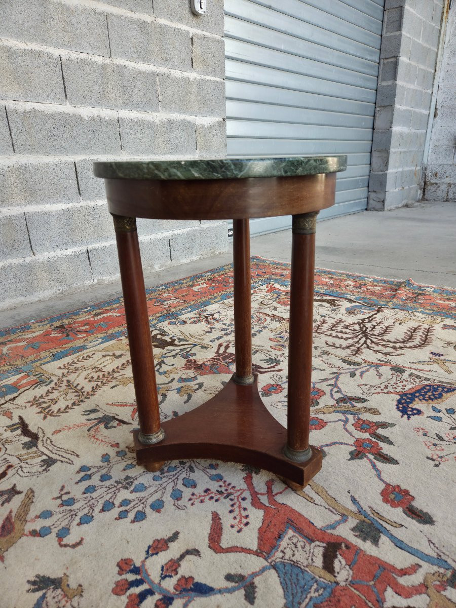 Round Tripod Mahogany Pedestal Table, Empire / Return From Egypt, Circa 19th Century-photo-2