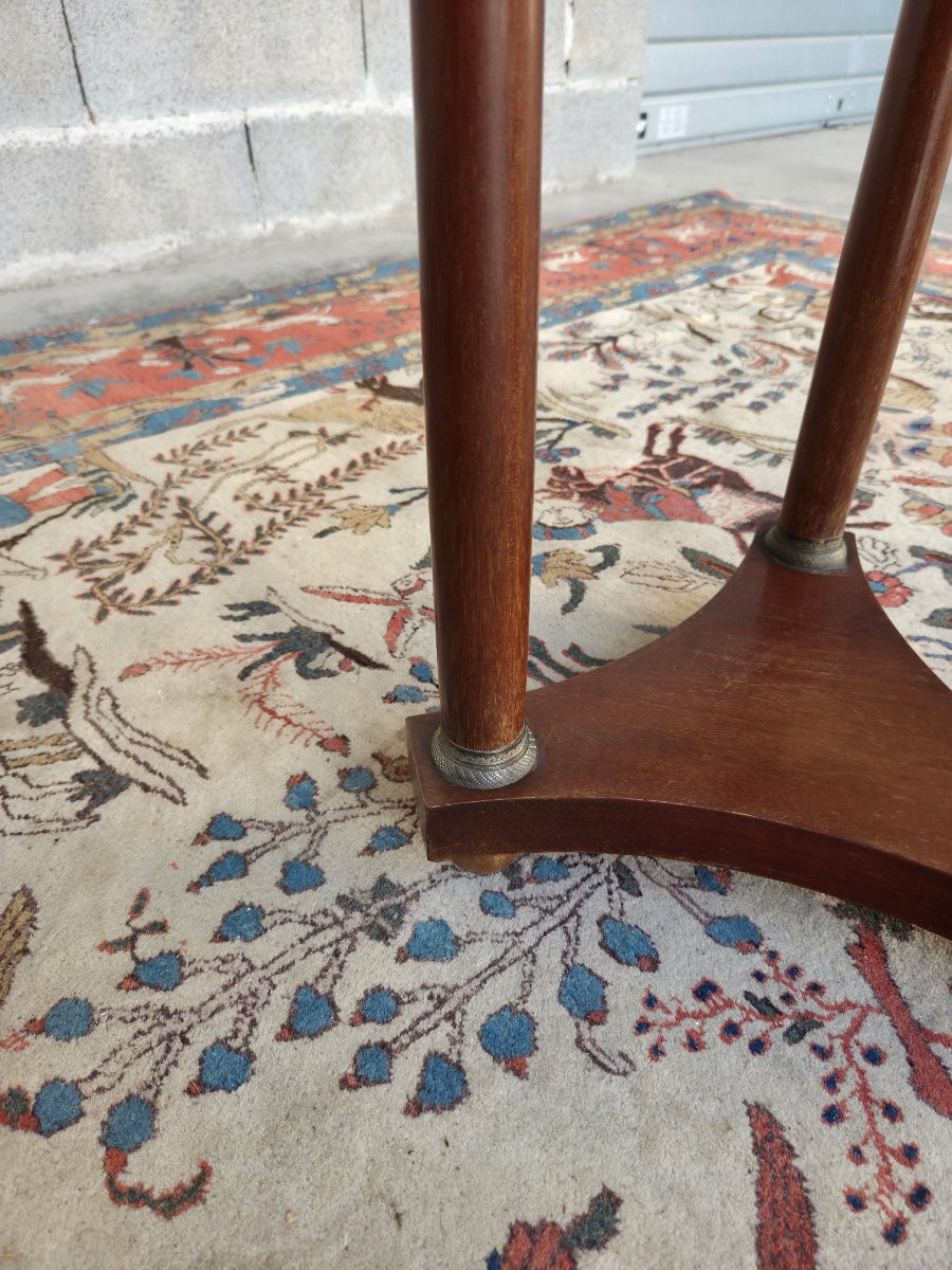 Round Tripod Mahogany Pedestal Table, Empire / Return From Egypt, Circa 19th Century-photo-3