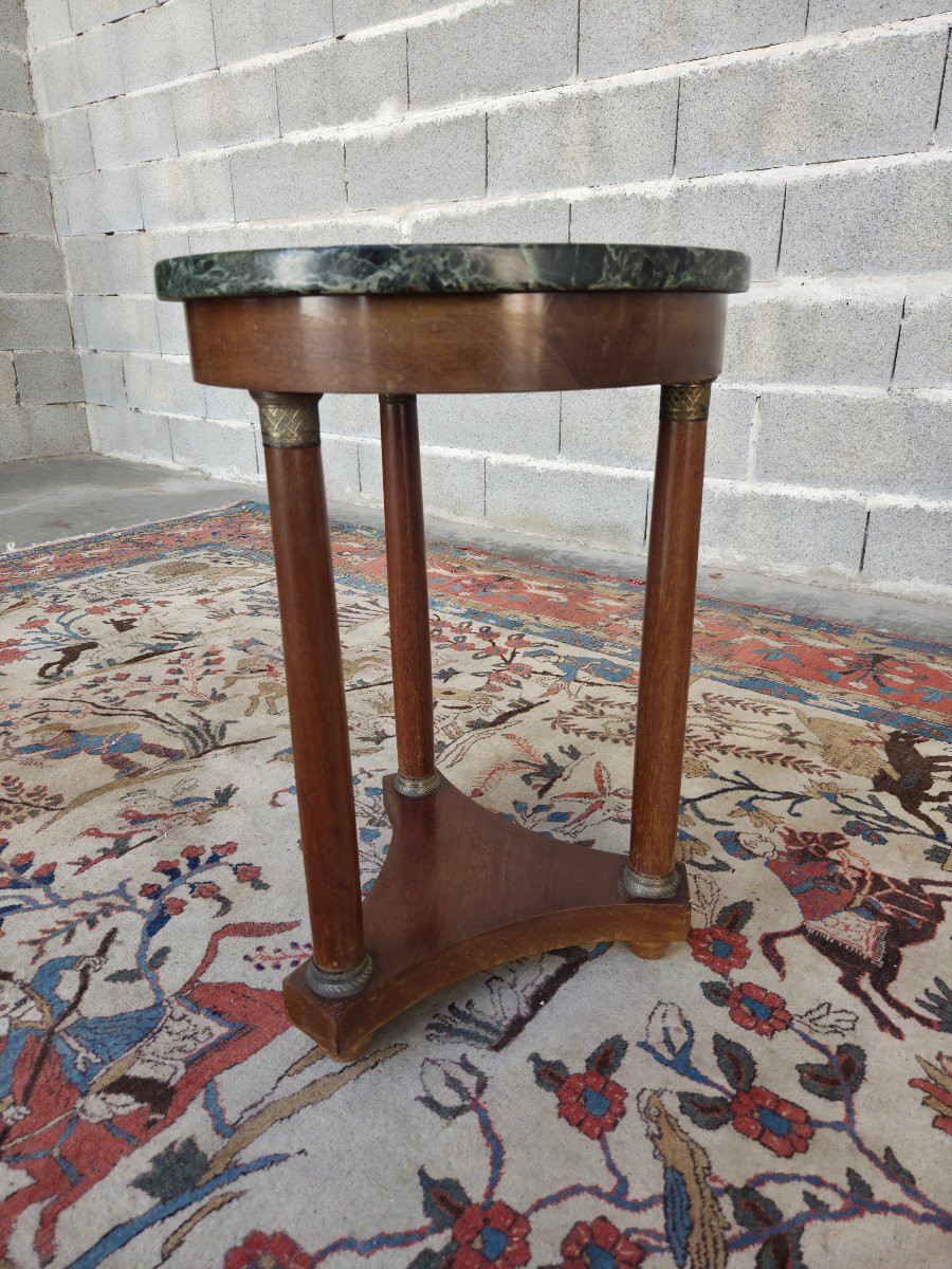 Round Tripod Mahogany Pedestal Table, Empire / Return From Egypt, Circa 19th Century-photo-1