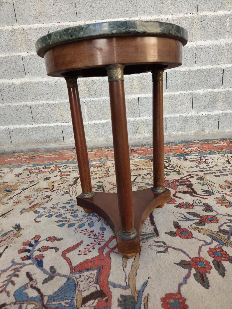 Round Tripod Mahogany Pedestal Table, Empire / Return From Egypt, Circa 19th Century-photo-3