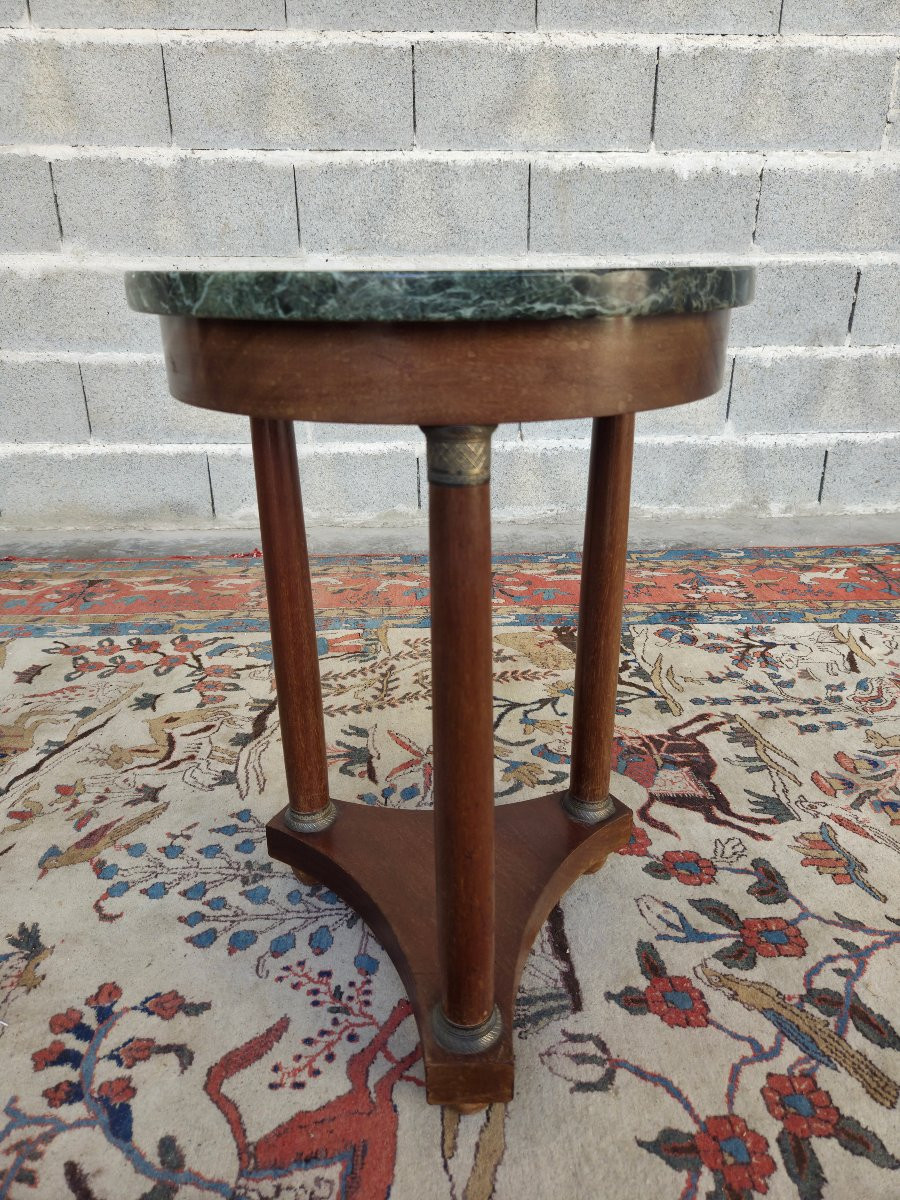 Round Tripod Mahogany Pedestal Table, Empire / Return From Egypt, Circa 19th Century-photo-4