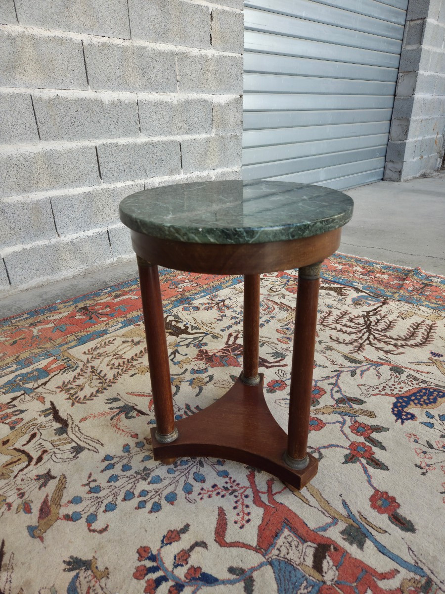 Round Tripod Mahogany Pedestal Table, Empire / Return From Egypt, Circa 19th Century