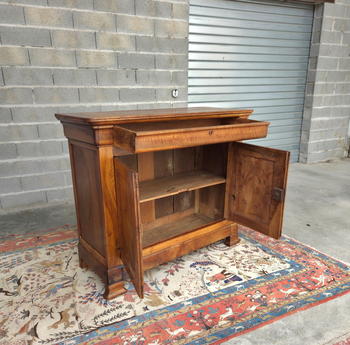 Solid Walnut Low Sideboard, Louis Philippe Style, 19th Century-photo-2
