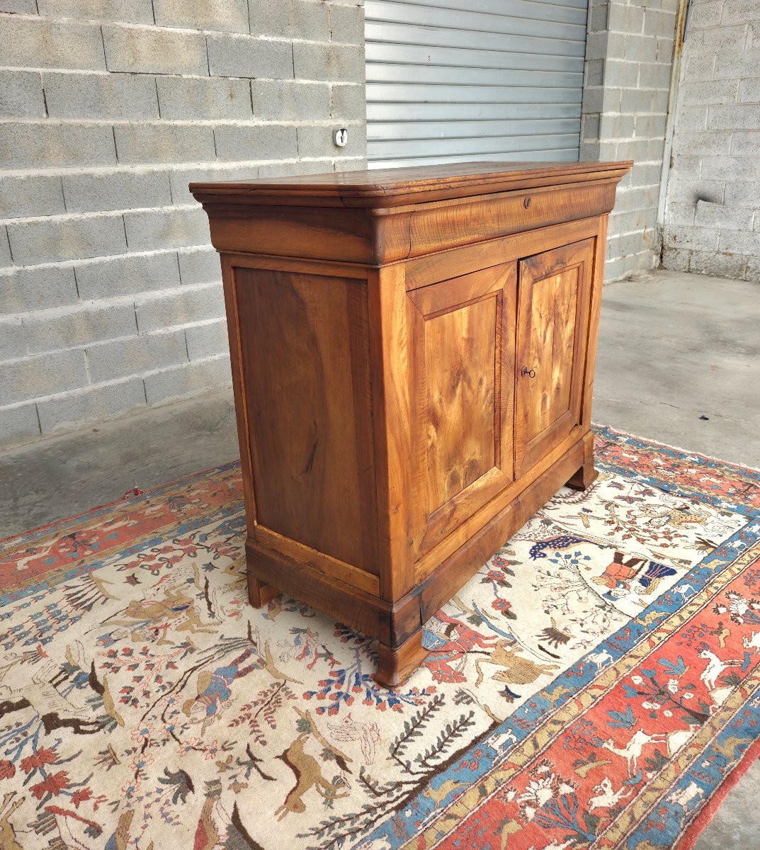Solid Walnut Low Sideboard, Louis Philippe Style, 19th Century-photo-3