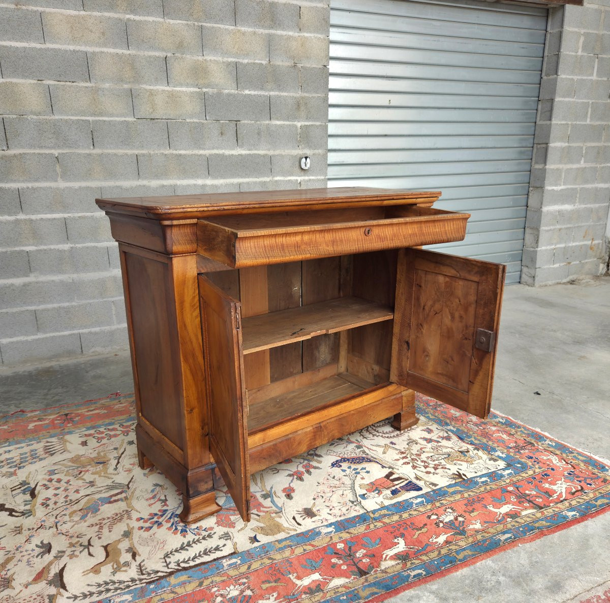 Solid Walnut Low Sideboard, Louis Philippe Style, 19th Century-photo-5