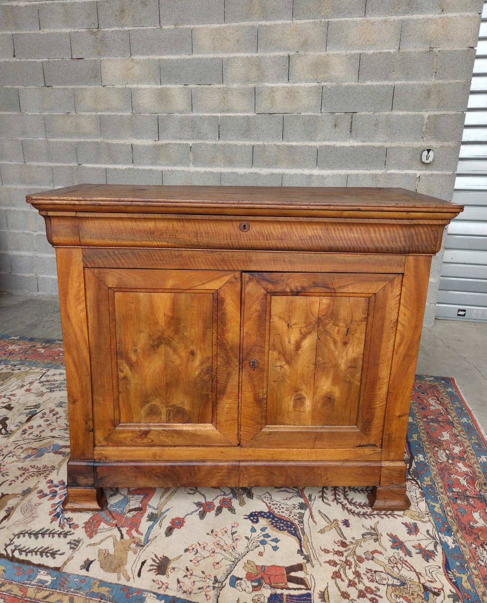 Solid Walnut Low Sideboard, Louis Philippe Style, 19th Century