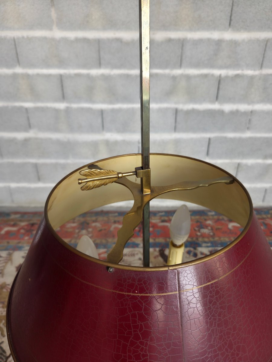 Three-burner Hot-water Bottle Lamp In Gilt Brass And Bronze, 20th Century Empire Style.-photo-2