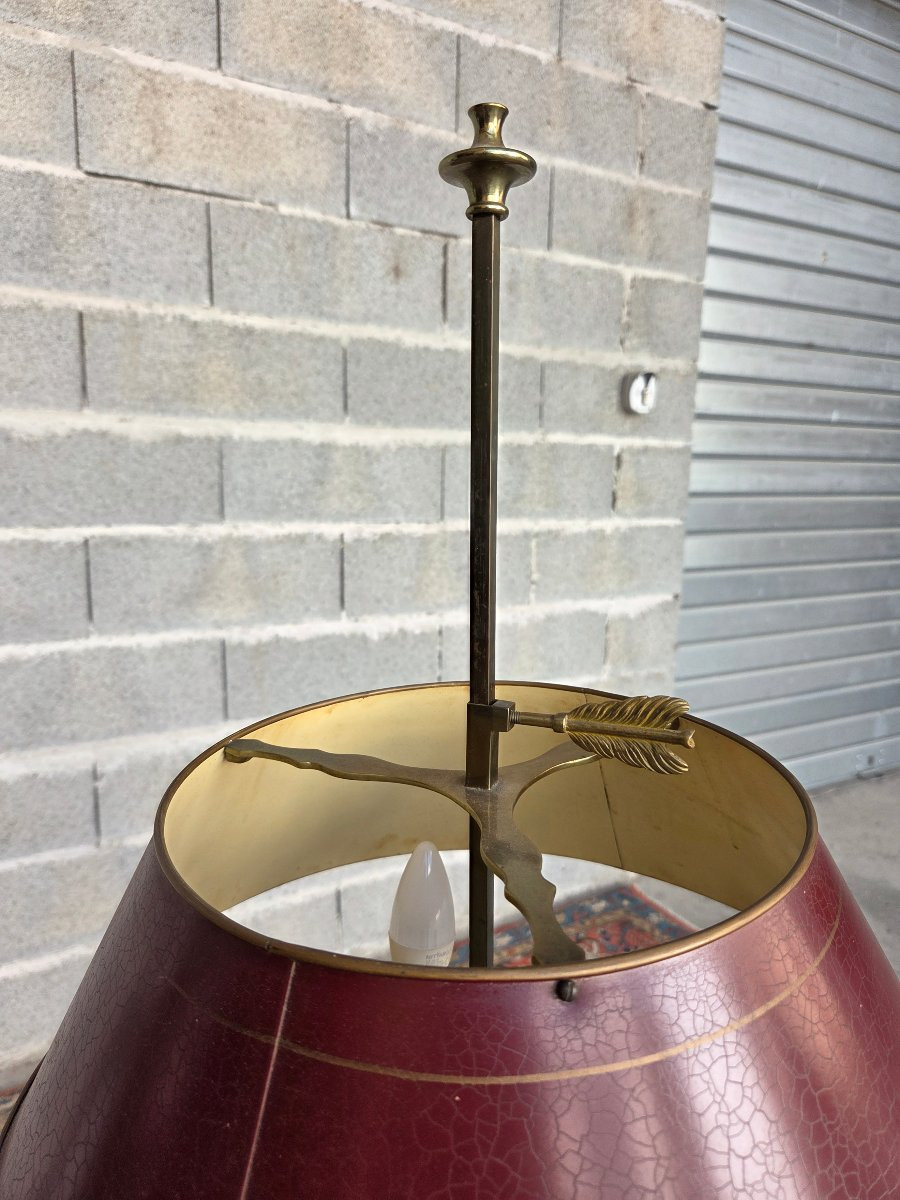 Three-burner Hot-water Bottle Lamp In Gilt Brass And Bronze, 20th Century Empire Style.-photo-7