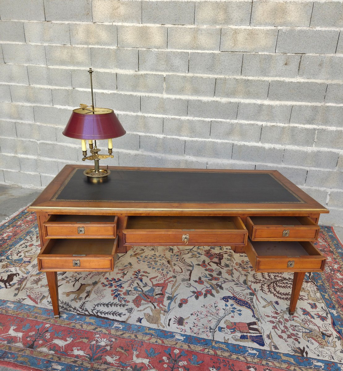 Cherry Wood Middle Flat Desk, Louis XVI - Directoire, 20th Century Period-photo-4